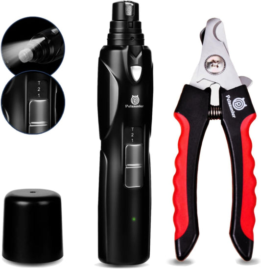 2-Speed Dog Nail Grinder – LED Light, Quiet, Low-Vibration, Rechargeable