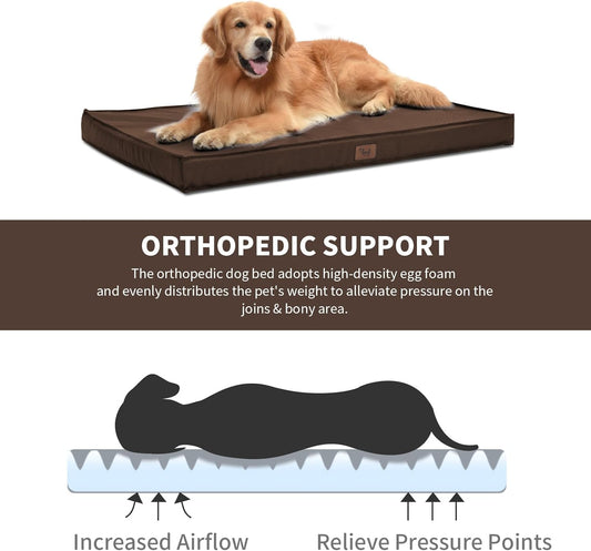 XL Waterproof Orthopedic Dog Bed – Brown