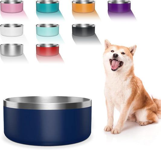 Stainless Steel Dog Bowl – 40 oz, Non-Slip Blue