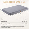Outdoor Dog Beds for Large Dogs, Waterproof Dog Bed for Medium, Large, Extra Large Dogs, Orthopedic Pet Bed with Removable Washable Cover, Egg Crate Foam Pet Bed Mat. (36 X 27 In, Grey)