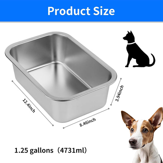 Stainless Steel XL Dog Water Bowl – 1.25 Gallons