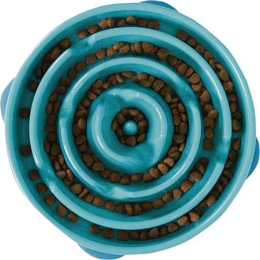 Fun Feeder Slow Bowl – Large, Turquoise, Anti-Gulp Dog Bowl