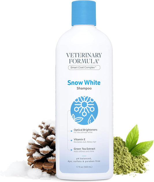 Smart Coat Complex Snow White Shampoo for Dogs and Cats, 17 Fl Oz – Gently Remove Stains and Yellowing without Bleach or Peroxide – Cleans, Deodorizes, and Brightens White Coats