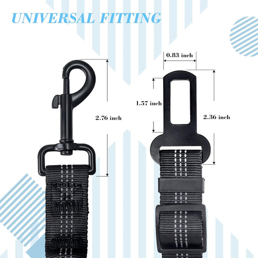 2-Pack Adjustable Dog Seat Belts – Elastic Bungee & Reflective Nylon