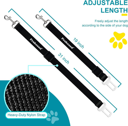 2-Pack Adjustable Dog Car Seat Belts – Heavy-Duty Nylon 