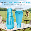 3-in-1 Portable Dog Water Bottle – Foldable Bowl, Food Container & Poop Scooper, 14.2oz (Blue)