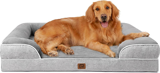 Orthopedic Dog Bed – Waterproof, Grey, Large