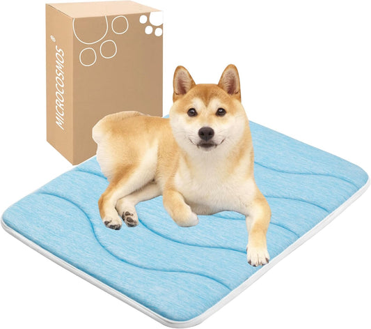Cooling Dog Foam Pad – 0.8" Thick Washable Summer Mat (Sky Blue, 24"x18")
