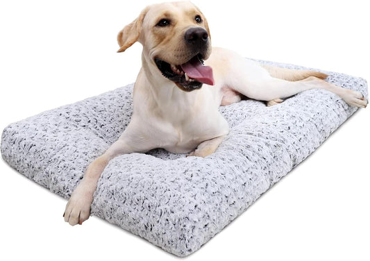Plush Washable Dog Bed – Anti-Slip, 41"x27" Gray