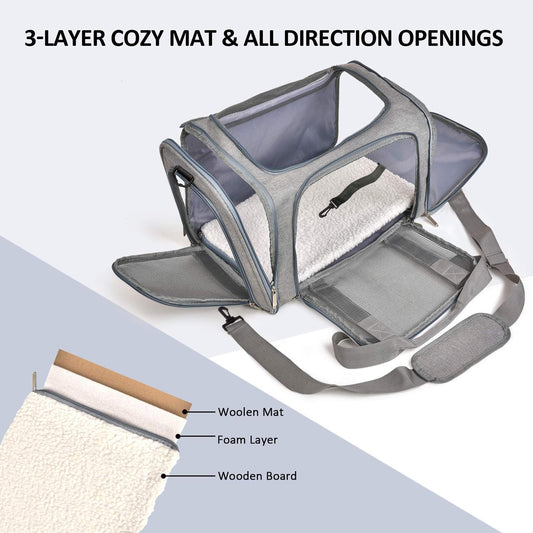 TSA Approved Soft Pet Carrier – Small, Grey