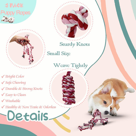 3-Pack Cotton Rope Toys for Small Dogs 