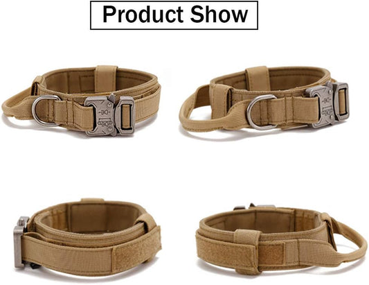Tactical Dog Collar – Heavy-Duty Nylon, Brown (L)