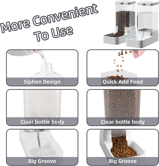 Gravity Pet Feeder & Water Dispenser Set – Large 3.8L Capacity