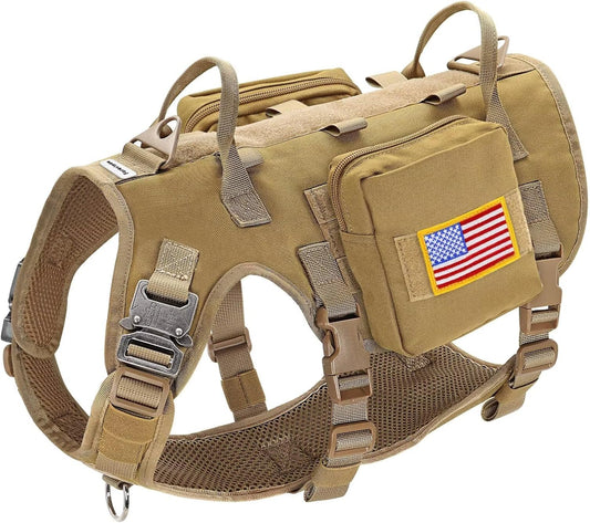 Tactical Dog Harness – Medium, No-Pull, Brown