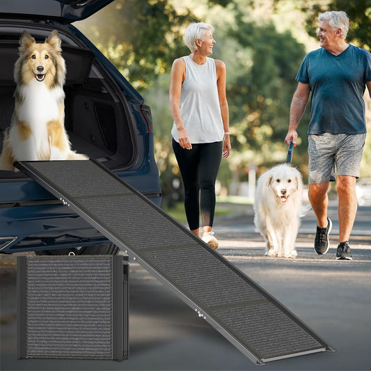 Extra Wide Foldable Dog Car Ramp – 67"x20", Non-Slip Surface