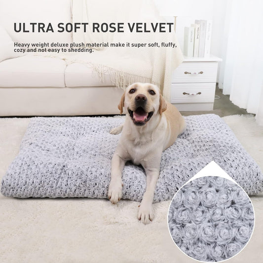Plush Washable Dog Bed – Anti-Slip, 41"x27" Gray