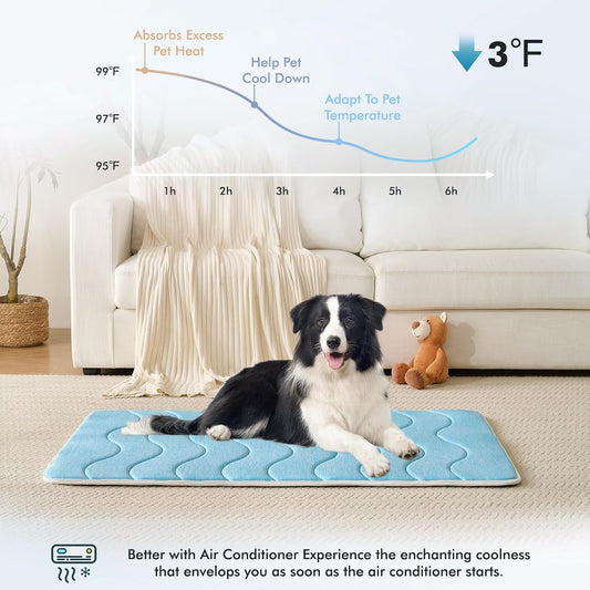 Cooling Dog Foam Pad – 0.8" Thick Washable Summer Mat (Sky Blue, 24"x18")