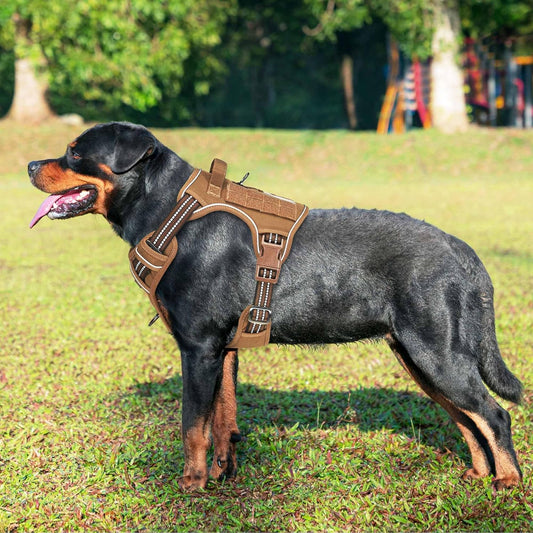 Tactical No-Pull Dog Harness – Brown, Large