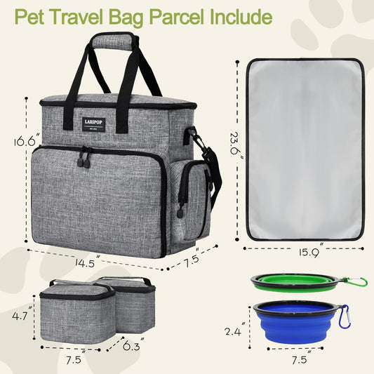 Dog Travel Bag Set – Airline Approved Tote (Gray)