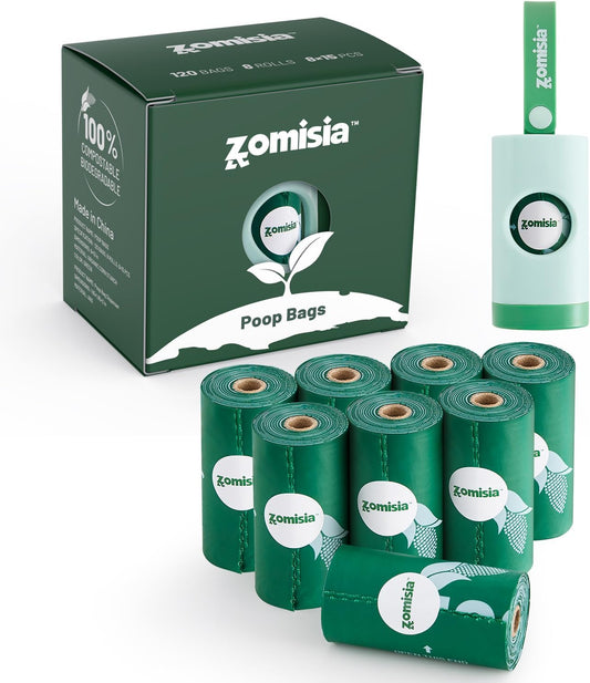 Compostable Dog Poop Bags – 120 Count with Holder