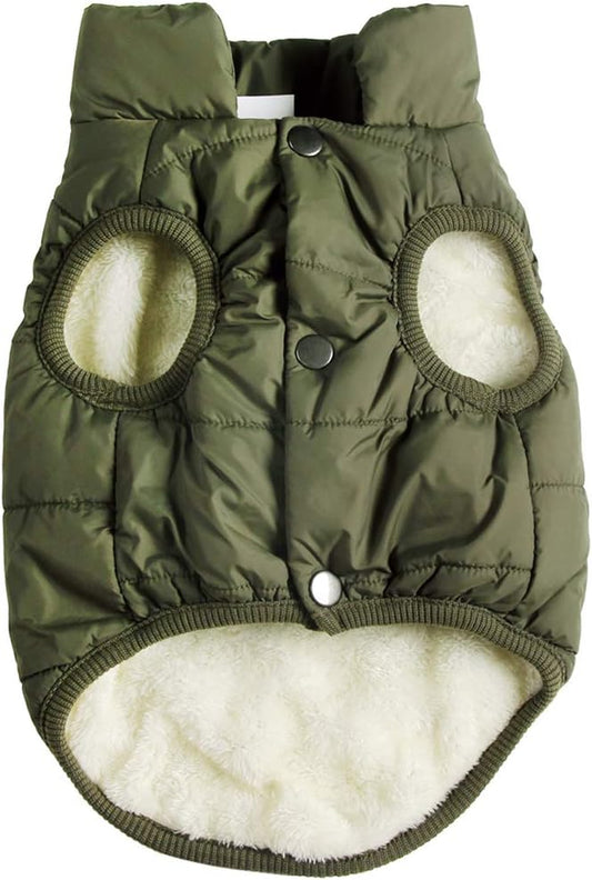 2-Layer Fleece Dog Jacket – Green (S)