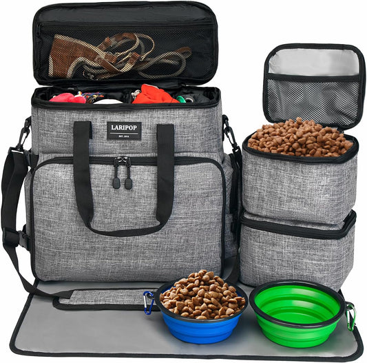 Dog Travel Bag Set – Airline Approved Tote (Gray)