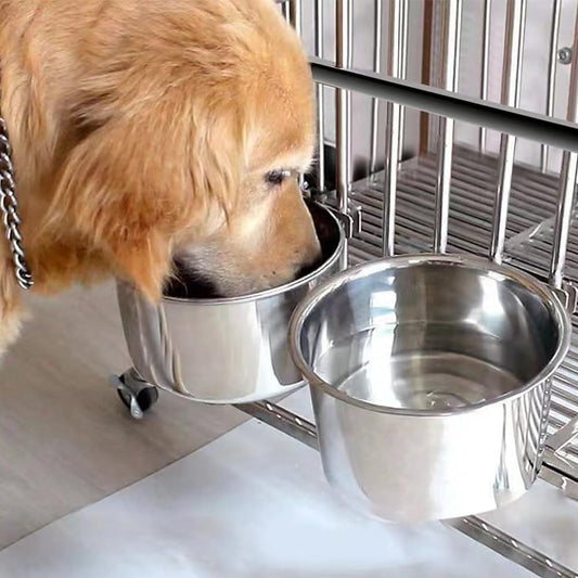 2-Pack Hanging Dog Bowls – No-Spill Stainless Steel Crate Cups