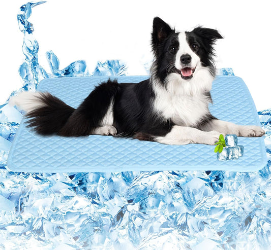 Upgraded Self-Cooling Dog Mat – Thick, Washable Ice Silk Pet Pad (Large)