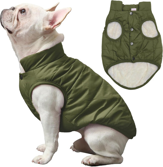 2-Layer Fleece Dog Jacket – Green (S)